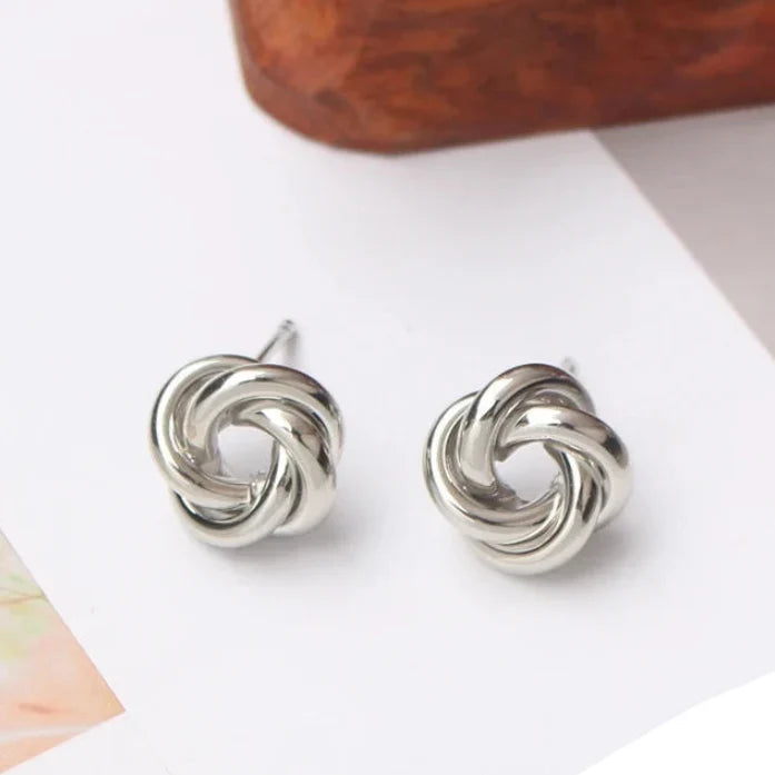 Twisted Knot Earrings Silver