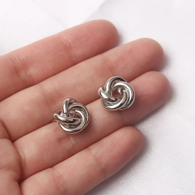Twisted Knot Earrings Silver