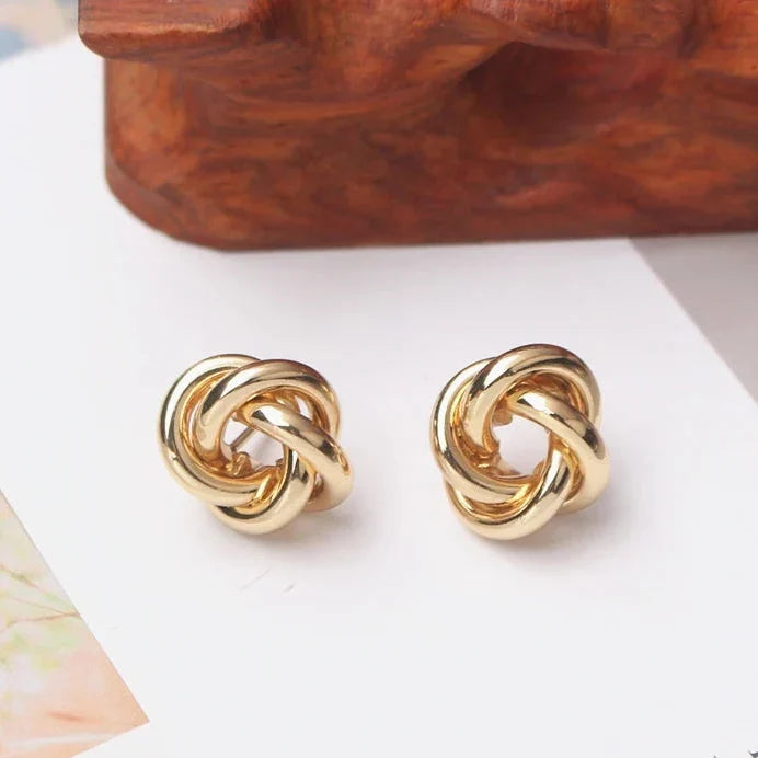 Twisted Knot Earrings Gold