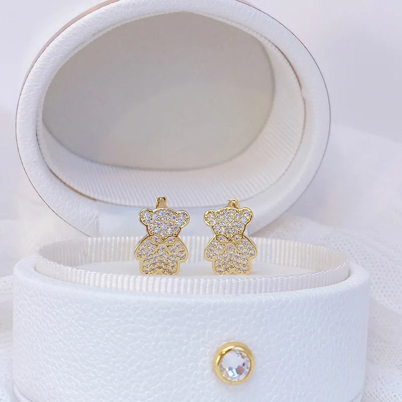 Bear Earrings with Gemstone