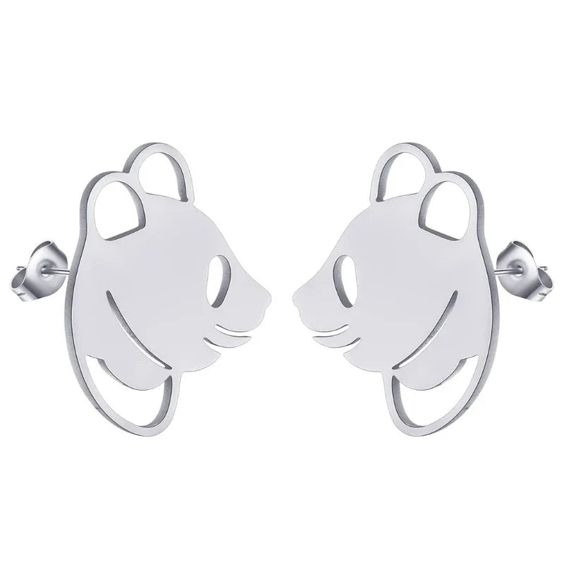 Panda Stud Earrings Silver