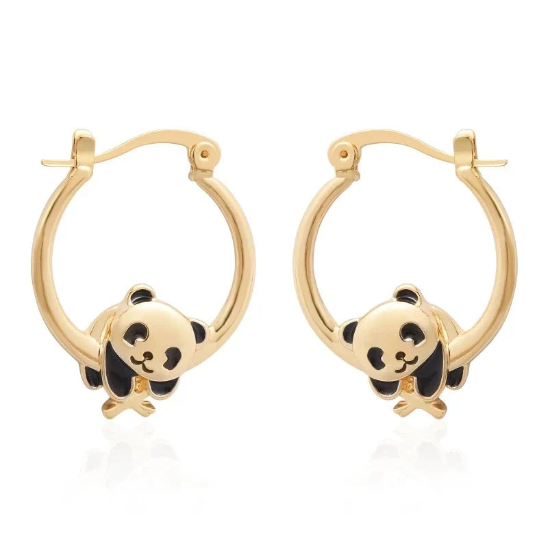 Panda Gold Earrings