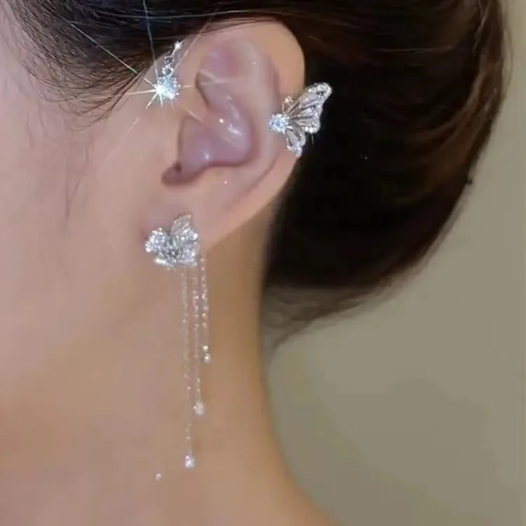 Butterfly earrings with zircons