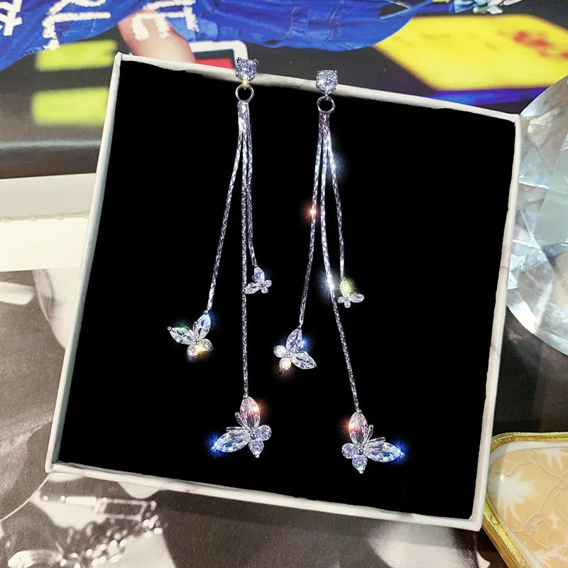 Butterfly Earrings for Women silver