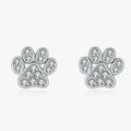 Silver Zircon Paw Earrings 