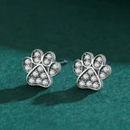 Silver Zircon Paw Earrings