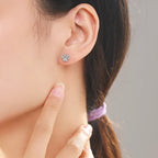 Silver Zircon Paw Earrings