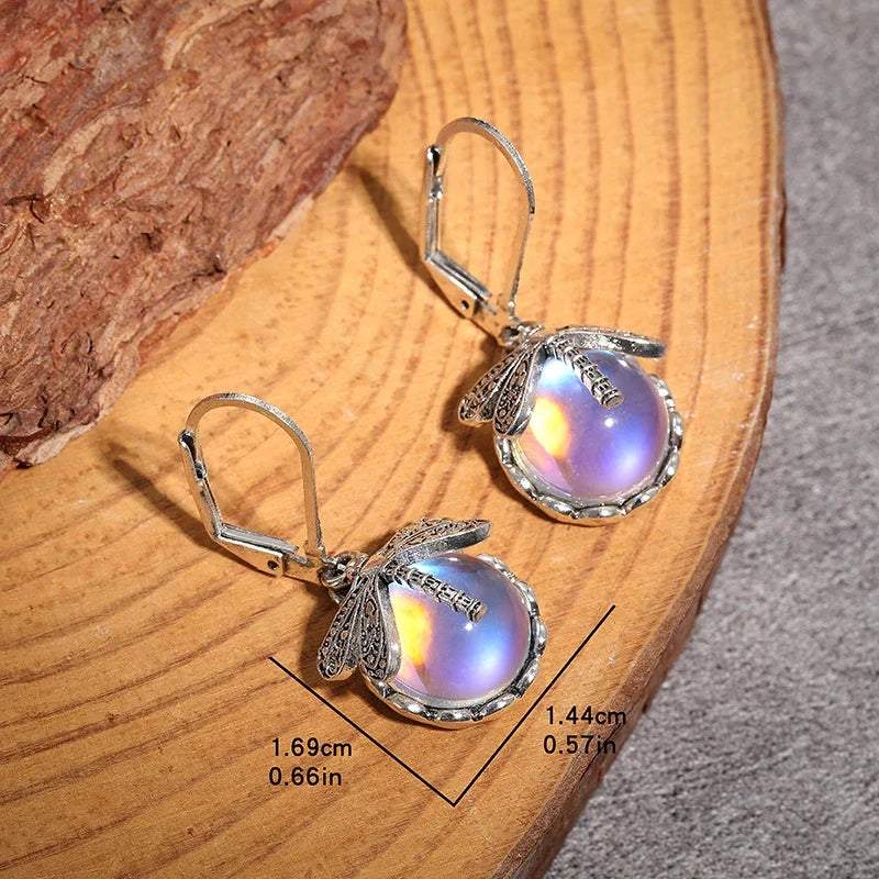 Butterfly and Moonstone Drop Earrings