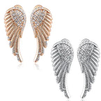 Dangling angel wing earrings with rhinestones 