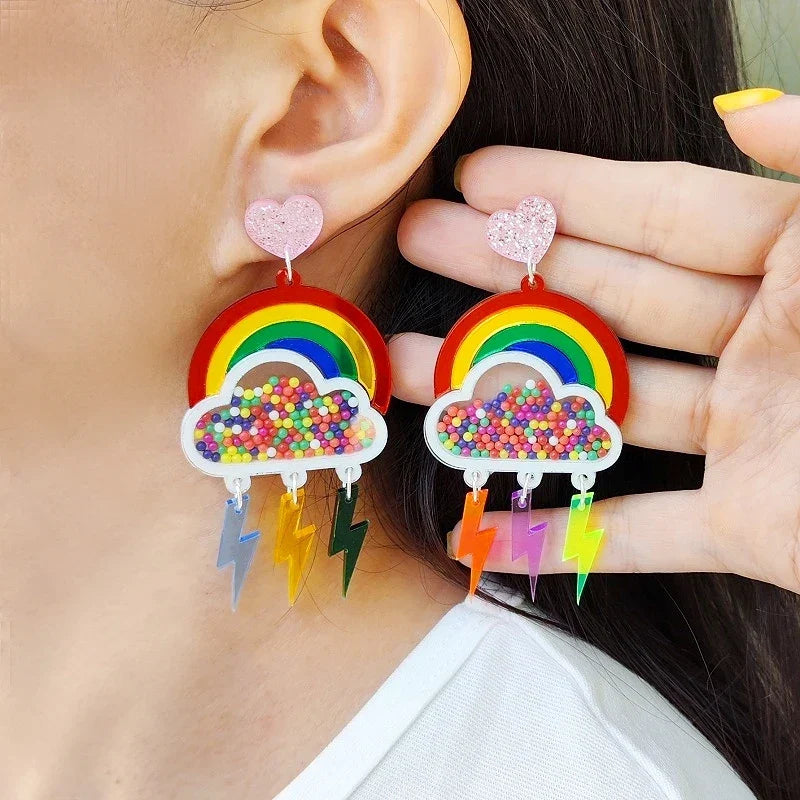 Rainbow lightning drop earrings