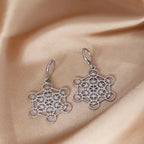 Silver-Plated Metatron's Cube Drop Earrings