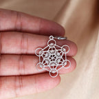 Silver-Plated Metatron's Cube Drop Earrings