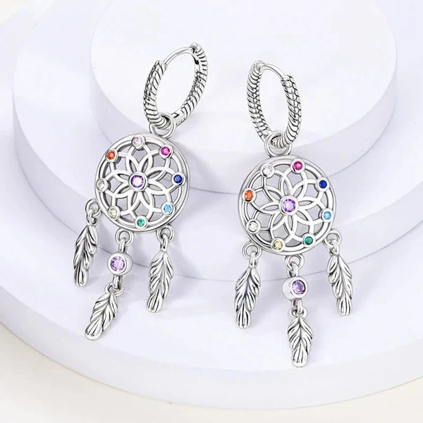 Dreamcatcher Dangle Earrings with Zircon
