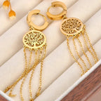 Tree of Life Gold Drop Earrings