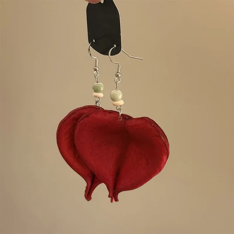 Colorful Red Leaf Dangle Earrings