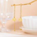 Fine Lotus Flower Drop Earrings in Gold