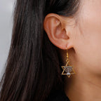 Dangle earrings with Menorah and Star of David Jewish symbols