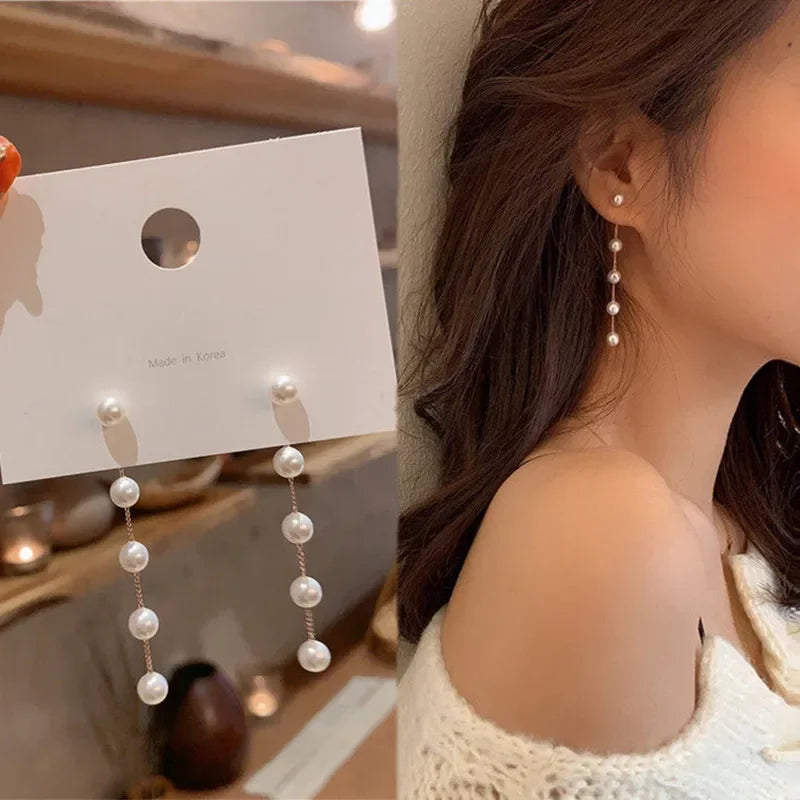 White Pearl Drop Earrings