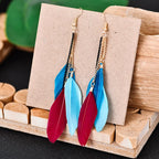 Dangling Earrings with Colorful Feathers 4
