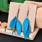 Dangling Earrings with Colorful Feathers 3