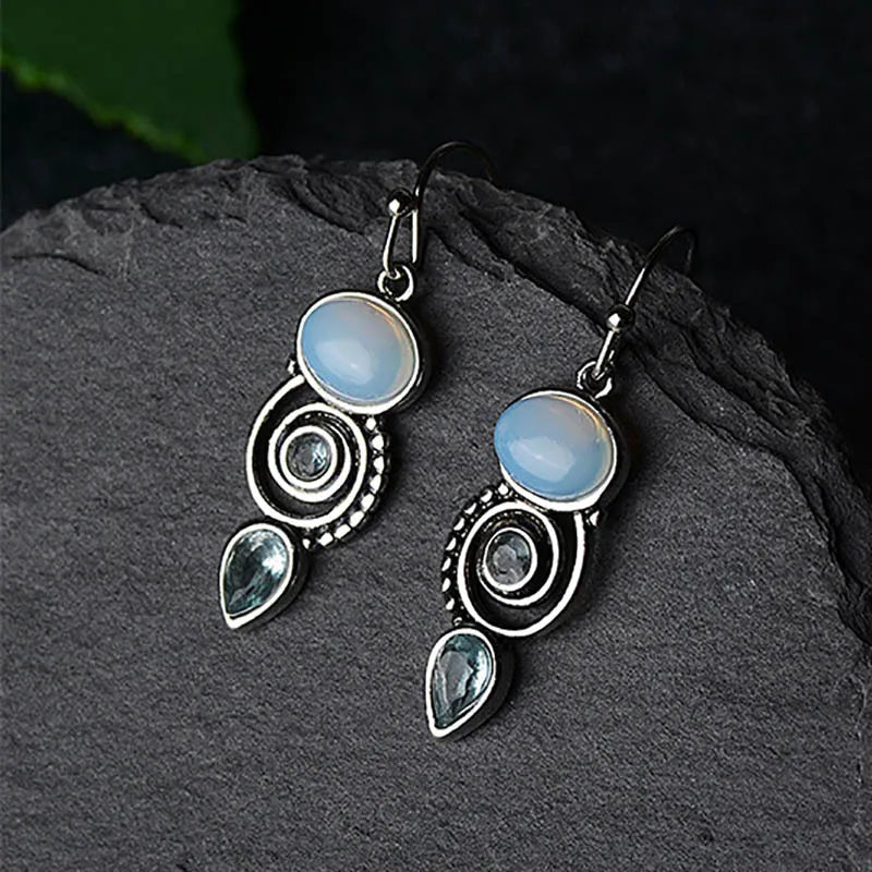 Dangle Earrings with Moonstone Zircon