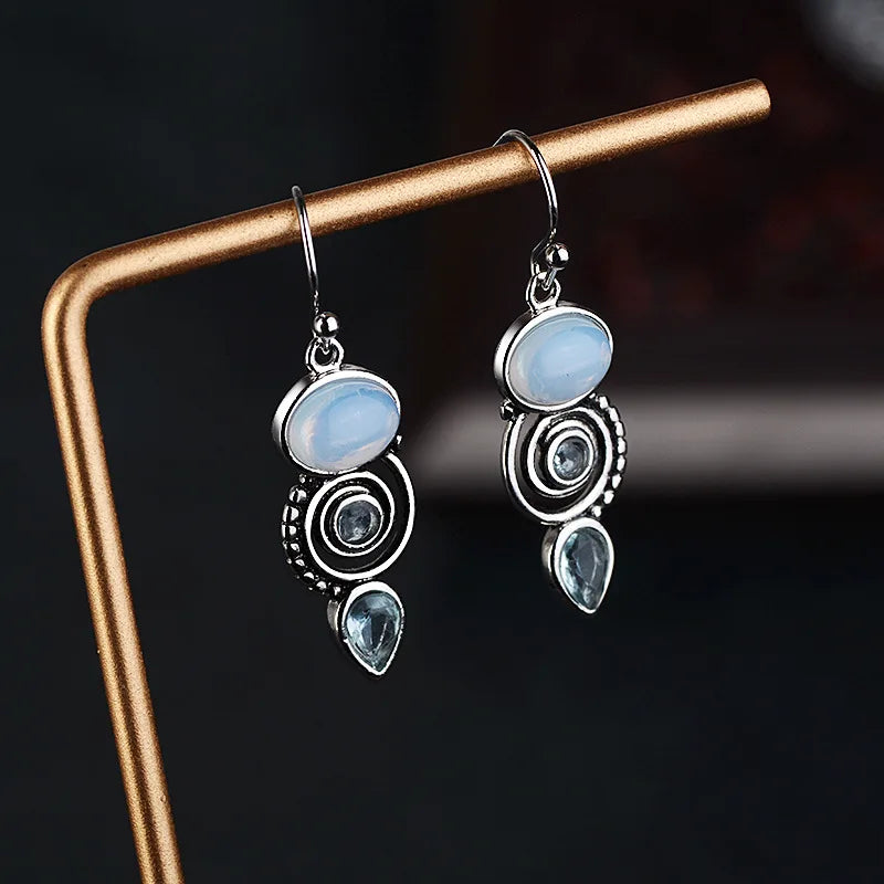 Dangle Earrings with Moonstone Zircon