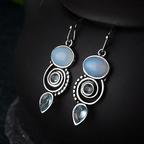 Dangle Earrings with Moonstone Zircon