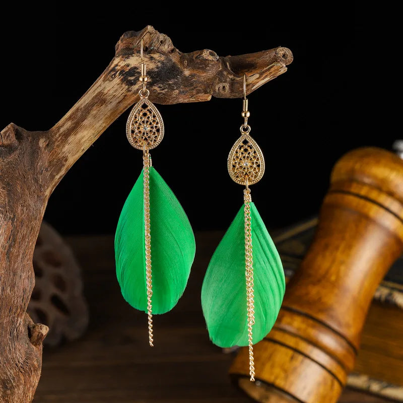 Bohemian Feather Dangle Earrings 2