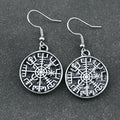 Viking Vegvisir Compass Dangle Earrings