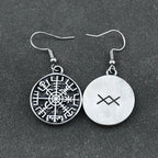 Viking Vegvisir Compass Dangle Earrings 