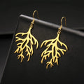 Coral Branch Dangle Earrings in gold