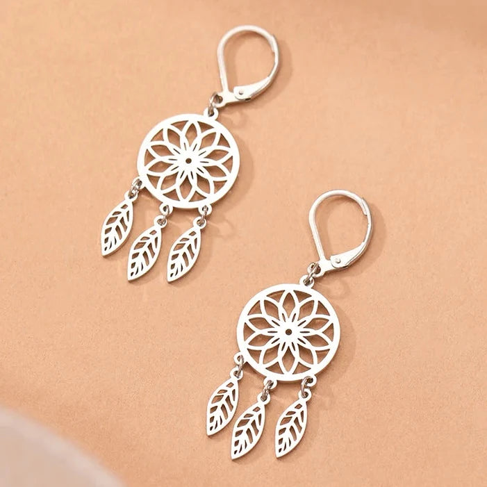 Dreamcatcher Drop Earrings Silver