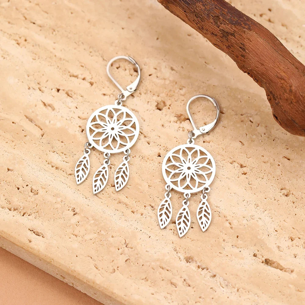 Dreamcatcher Drop Earrings Silver