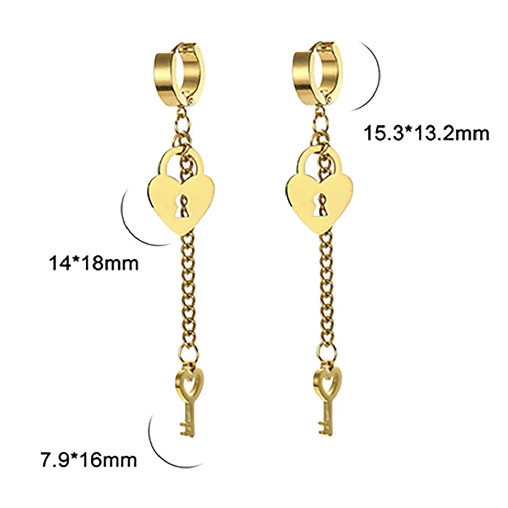 Key and lock dangle earrings