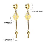 Key and lock dangle earrings