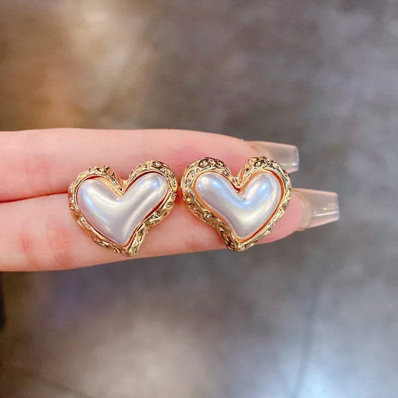Women's Heart Drop Earrings Gold