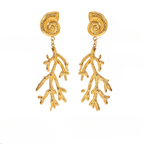 Shell and Coral Drop Earrings