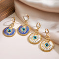 White Evil Eye Drop Earrings for Women