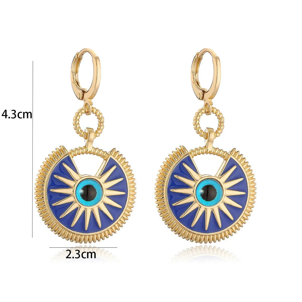 Blue Evil Eye Drop Earrings for Women