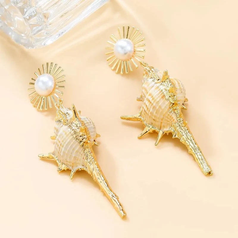 Conch Shell Dangle Earrings