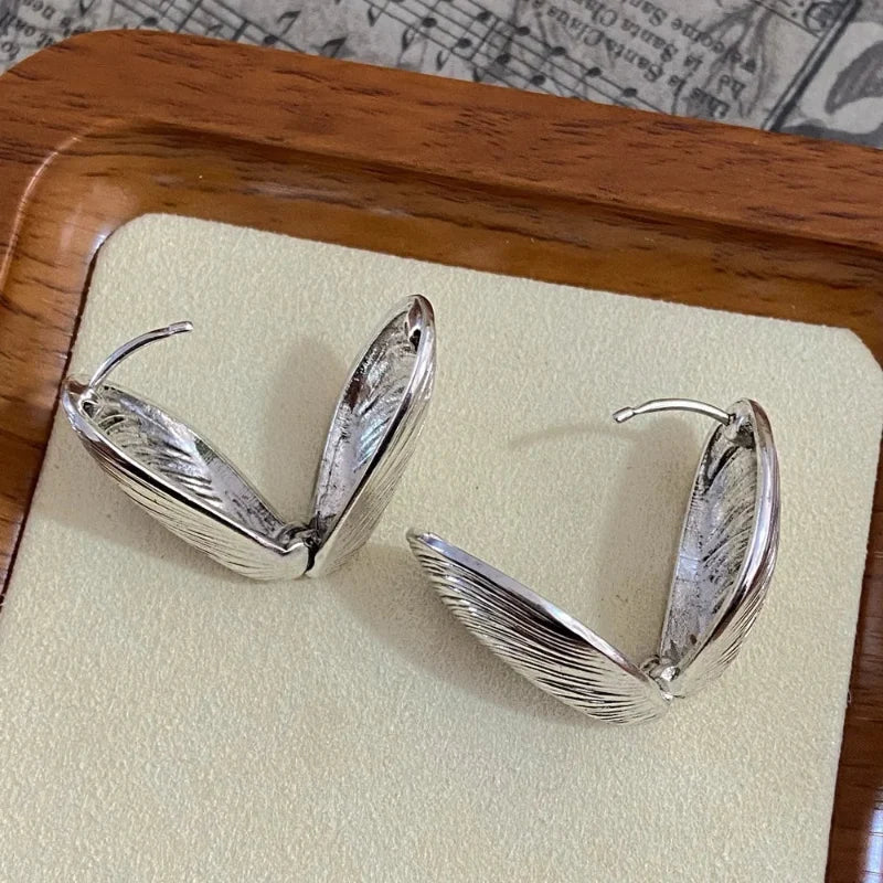 Mussel Shell Dangle Earrings Silver