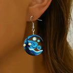 Blue Moon Crescent Dangle Earrings