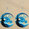 Blue Moon Crescent Dangle Earrings