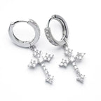 Christian Cross Cubic Zirconia Dangle Earrings