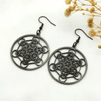 Metatron's Cube Drop Earrings Black