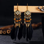 Ethnic-Style Feather Dangle Earrings 1