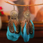Ethnic-Style Feather Dangle Earrings 3