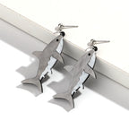 Gray shark dangle earrings
