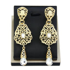Ethnic Oriental White Dangle Earrings