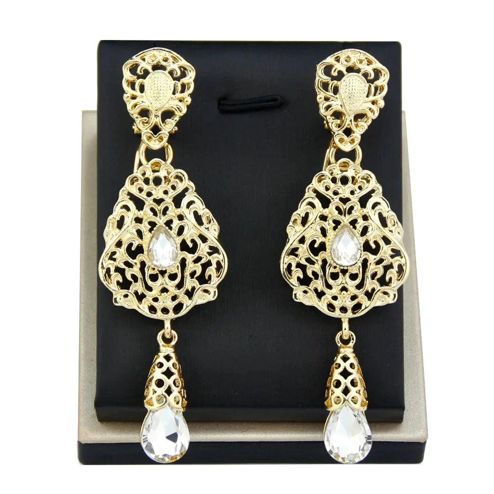 Ethnic Oriental White Dangle Earrings